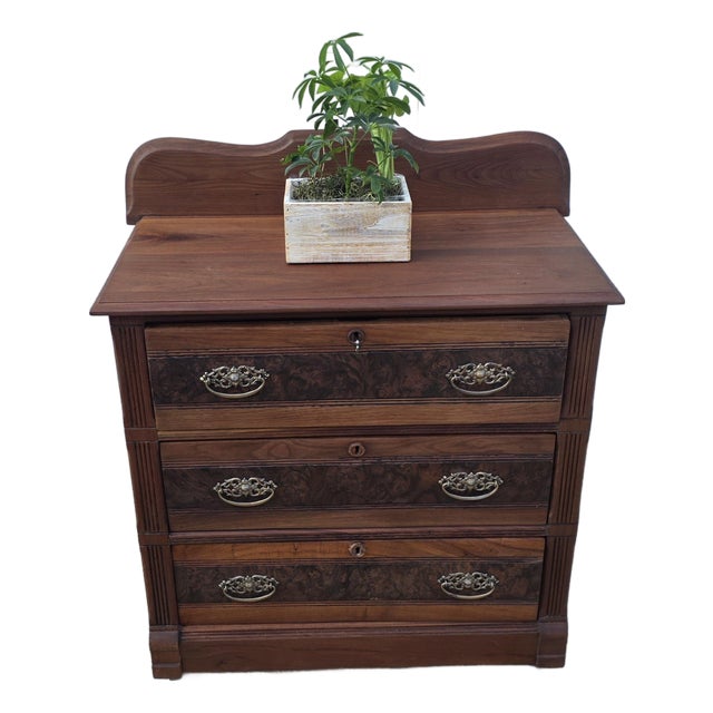 Antique Eastlake Walnut Dresser | Late 19th Century | Professionally Restored | Original Hardware For Sale