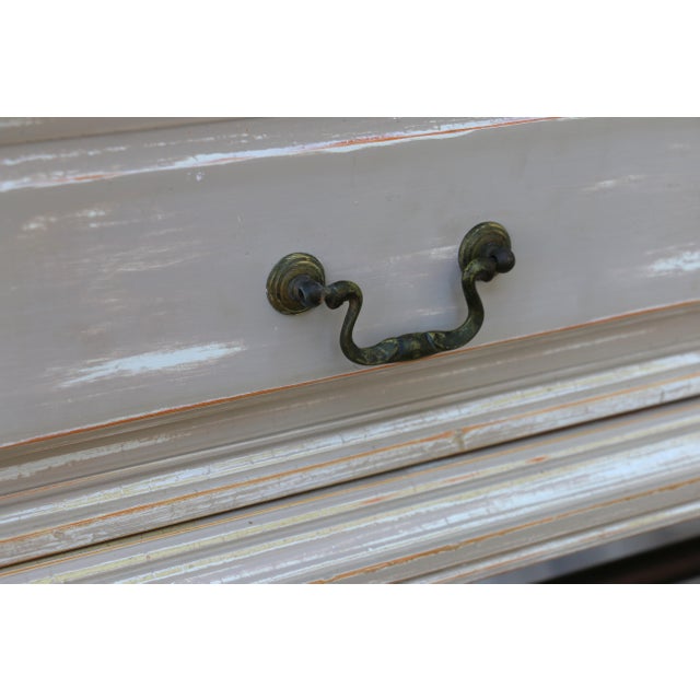 1970s Hollywood Regency Faux Bamboo Metal & Wood Four-Drawer Console Table For Sale In Los Angeles - Image 6 of 18