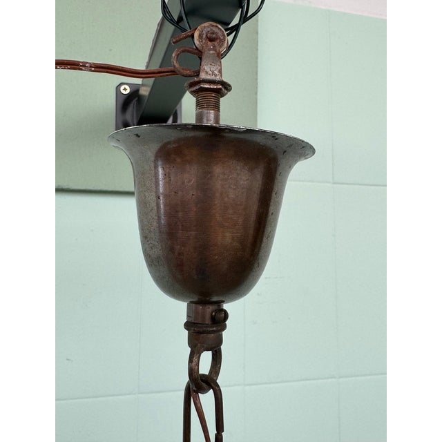 Metal Vintage Glass and Brass Lantern Chandelier, 1960s For Sale - Image 7 of 14