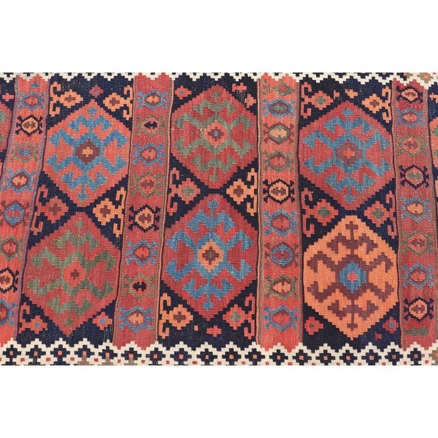 Antique Shahsevan Kilim Gallery Runner With Bold Colorful Geometric Tribal Motifs 4'3 X 14'5 For Sale - Image 11 of 13