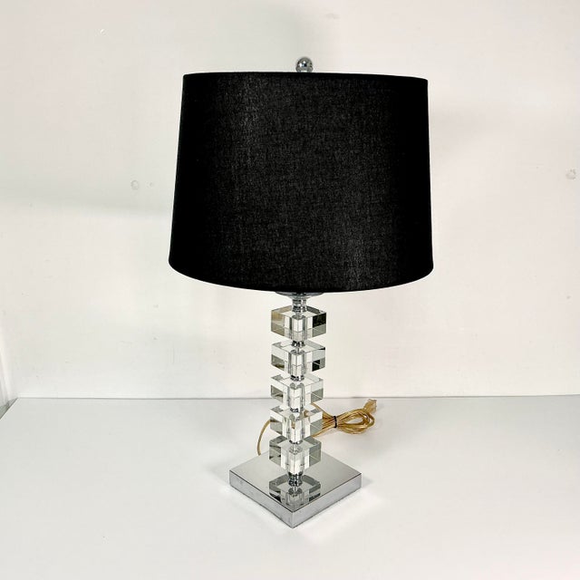 1970s Vintage Contemporary Modern Stacking Square Lucite Cubes Table Lamp For Sale - Image 12 of 16