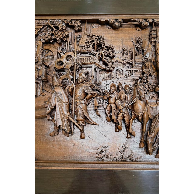 Mid 20th Century Asian Hand-Carved Solid Teak Coffee Table - Glass Top, For Sale - Image 4 of 12