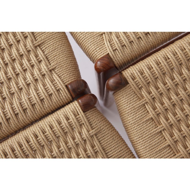 Brown Mid-Century Modern Danish Dining Chairs with Paper Cord Seats by Arne Wahl Iversen, 1960s, Set of 4 For Sale - Image 8 of 12
