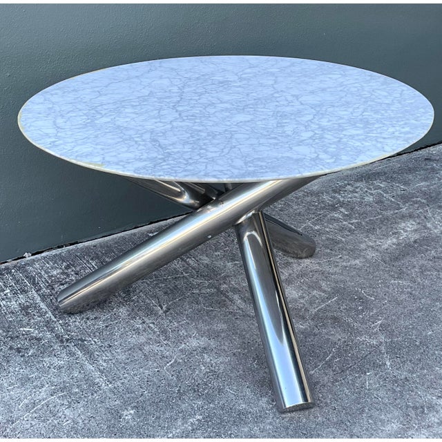 Vintage Italian Minotti Chrome and Marble Table For Sale In West Palm - Image 6 of 12