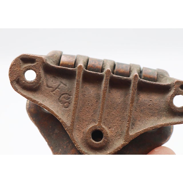Mid 20th Century Antique Butterfly Copper Bronze Offset Ice Box Hinge For Sale - Image 5 of 6