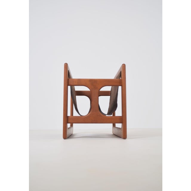 1960s Danish Double Magazine Holder in Teak and Leather attributed to Salin Møbler, 1970s For Sale - Image 5 of 8