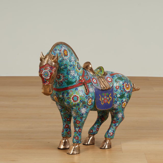 Pair of Vintage Chinese Cloisonne Horses For Sale In West Palm - Image 6 of 18