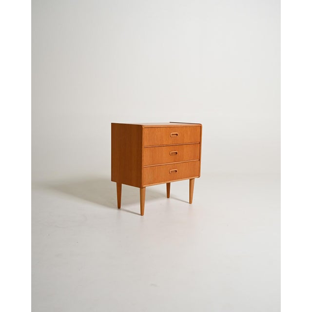 Scandinavian Bedside Table with Three Drawers, 1950s For Sale - Image 4 of 9