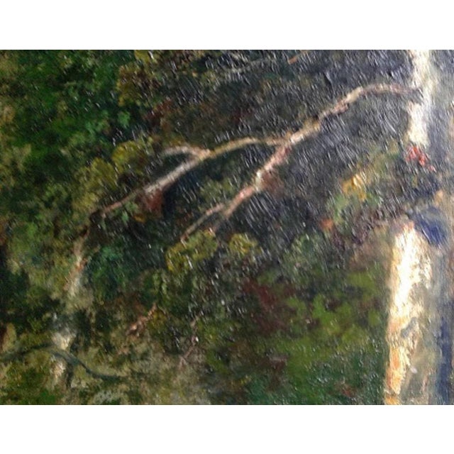 Frederick Leo Hunter 1939 Birch Woodland Oil Painting, Signed, Ornate Gilt Rococo Frame For Sale In New York - Image 6 of 8