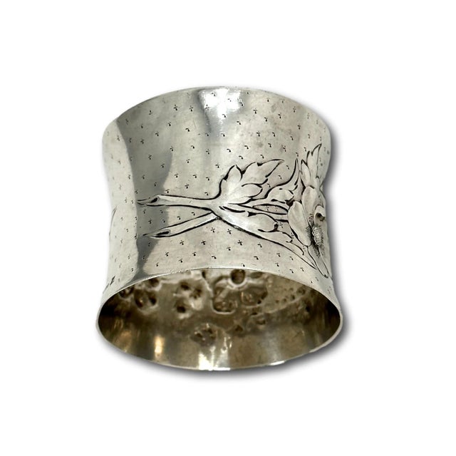Outstanding Large Antique Germany 800 Grade Continental Coin Silver Flower Decorated Napkin Ring Circa 1880s For Sale - Image 9 of 12