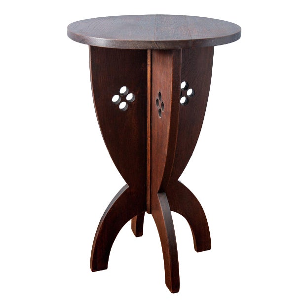 French Arts & Crafts Oak Pedestal Table, 1920 For Sale