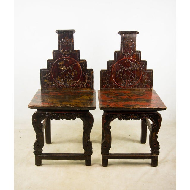 Qing Chinese Accent Carved Hall Chairs a Pair Chairish