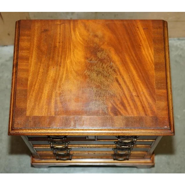 Glass Vintage Flamed Hardwood Nightstands with Drawers, Set of 2 For Sale - Image 7 of 18