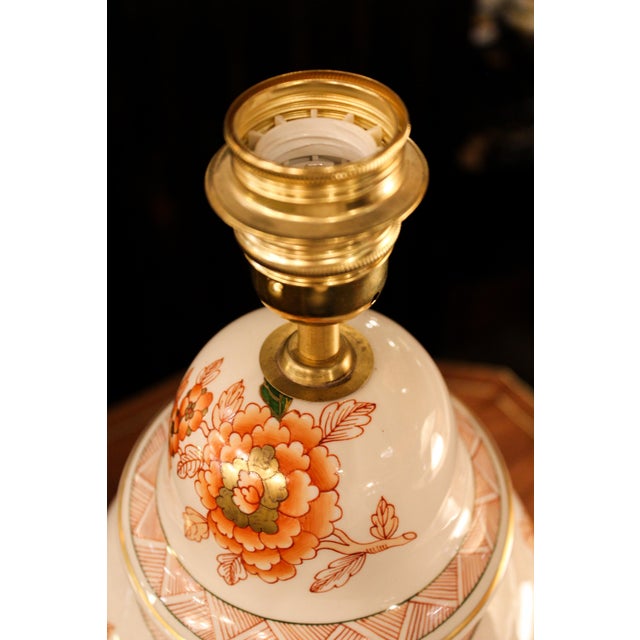 Vintage Spanish Hand-Painted Porcelain Lamp with Floral Motifs, 1950s For Sale - Image 3 of 8