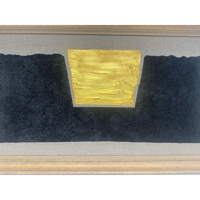Gold and Carbon Painting on Spanish Linen Minimalist Painting, Framed "Exposed" For Sale In New York - Image 6 of 6
