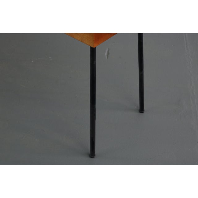 1960s Atomic Mid Century Modern Coffee Table Bench in Butcher Block and Metal For Sale - Image 5 of 6