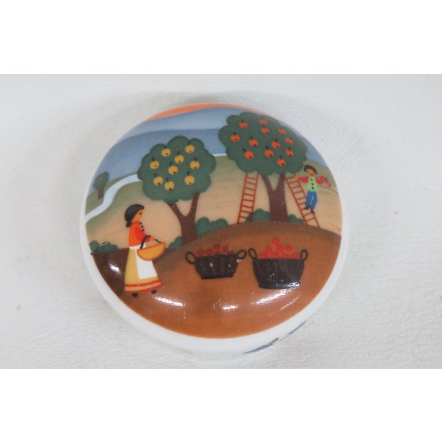 Folk Art Reutter Porzellan W Germany Lidded Trinket Jewelry Box Furstenhofer Apples 4767b For Sale - Image 3 of 10
