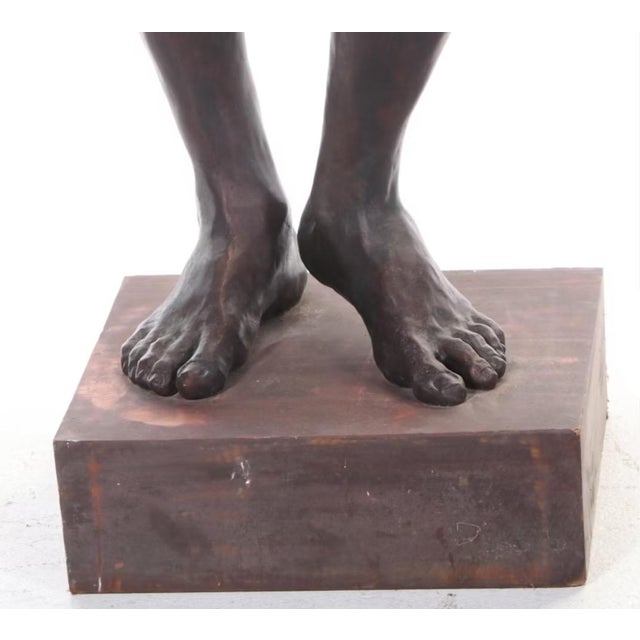 1970s 1970s Gary Ross Life-Size Bronze-Finish Fiberglass Sculpture of Standing Male Nude For Sale - Image 5 of 7