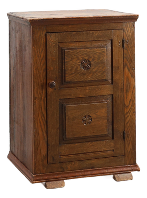 Rustic Oak Cabinet with Geometric Floral Carvings, Belgium , 17th Century