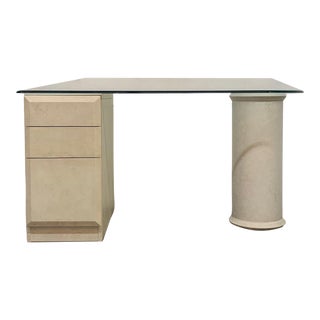 1980s Wooden Plaster and Glass Desk by Lane For Sale