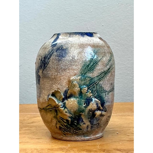 Vintage Abstract Glazed Pottery Vase For Sale In West Palm - Image 6 of 12