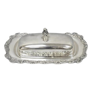 Vintage International Silver Countess Silver Plated Covered Butter Dish For Sale
