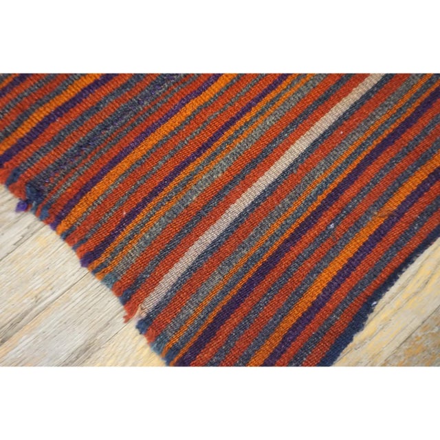 Turkish 1950s Vintage Turkish Kilim Square Stripe Geometric Flatwoven Wool Rug For Sale - Image 3 of 6