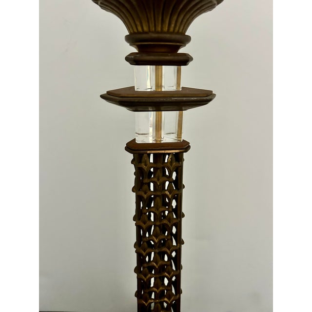 Large Antique Bronze Brass Church Altar Candleholder For Sale In Palm Springs - Image 6 of 12