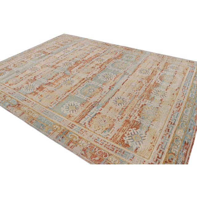 Rug & Kilim Rug & Kilim’s Modern Block Print Rug with Colorful Geometric Floral Medallions - 5x7 For Sale - Image 4 of 7