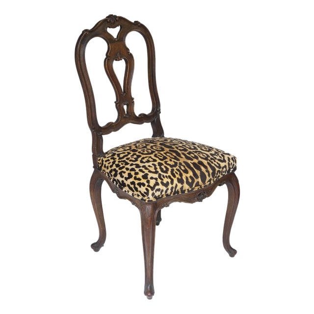 Antique Mahogany Chair With Leopard Velvet For Sale
