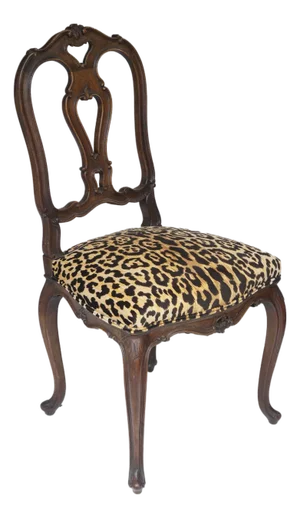 Antique Mahogany Chair With Leopard Velvet