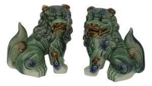 Late 20th Century Pair of Chinese Porcelain Foo Dogs