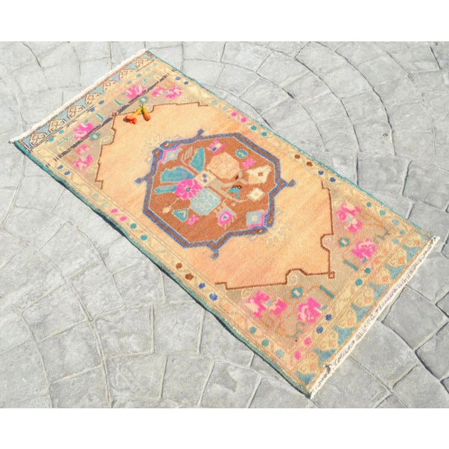 Shabby Chic Turkish Hand Made Distressed Rug - 1'10" X 3'9" For Sale - Image 3 of 6