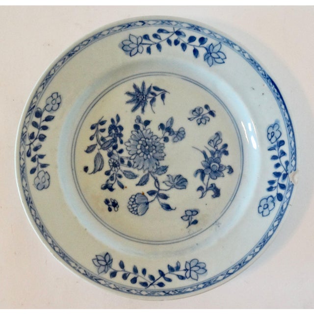 Antique English Delft Chinoiserie Plate Hand Painted For Sale - Image 6 of 8