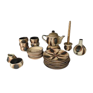German Vintage 24-Piece Ceramic Coffee Set from Sgrafo Modern, 1960s, Set of 24