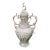 1960s Monumental 28" Portuguese Crackle Glaze Lidded Urn | Chinoiserie Figural Relief For Sale