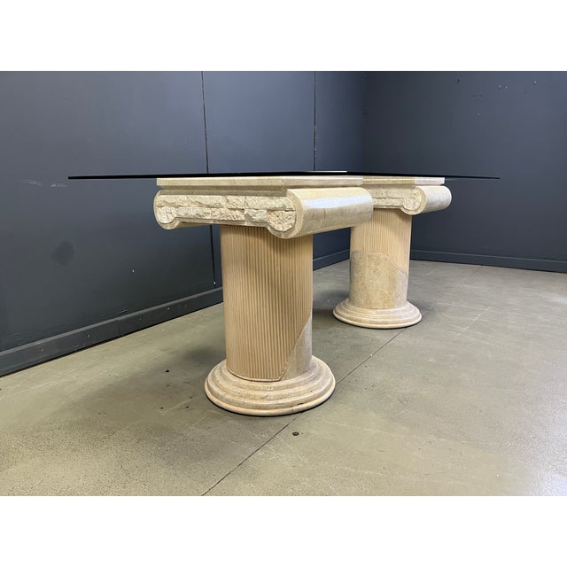 Vintage Tesselated Stone Pedestal Dining Table from Maithland Smith, 1970s For Sale - Image 11 of 12