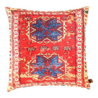 Pasargad DC Traditional Kazak Design Velvet Pillow For Sale