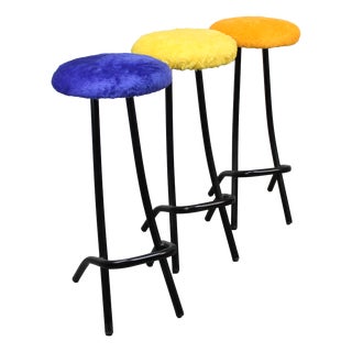 Pop Stool Set Upholstered in Plush, 1970s, Set of 3 For Sale