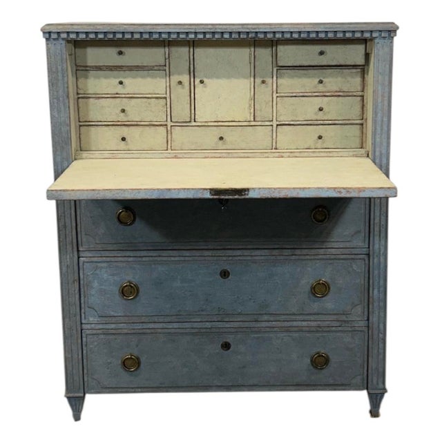 A mid 19th century fall front desk, often called a butler’s desk or bureau. Made in Sweden in traditional Gustavian style....