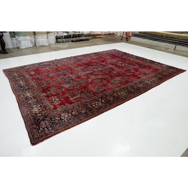 Red Antique Persian Sarouk Wool Rug For Sale - Image 9 of 12
