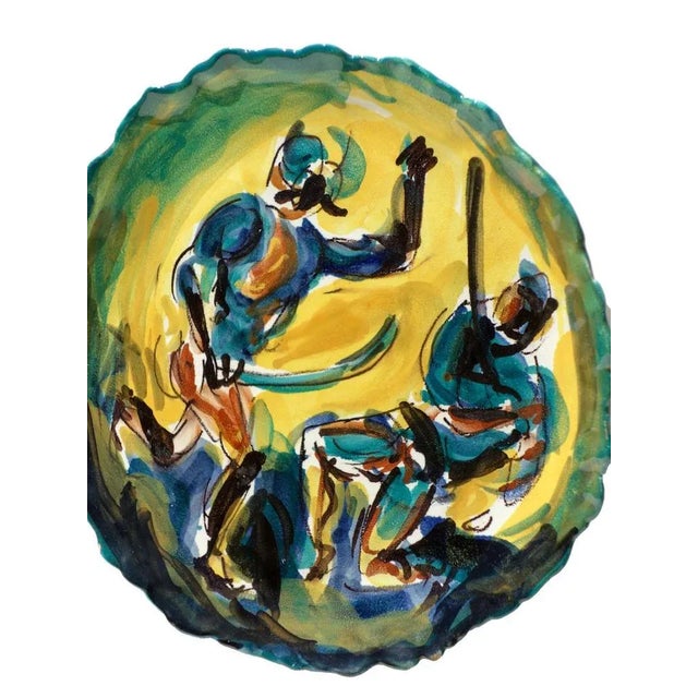 Italian Decorative Ceramic Plates by Luigi Caldanzano for MGA, 1950s, Set of 6 For Sale - Image 4 of 8