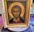 Hand-Painted Icon of Jesus Christ – Gold Leaf Halo – 1963 Paris – Wooden Panel Signed For Sale - Image 4 of 12