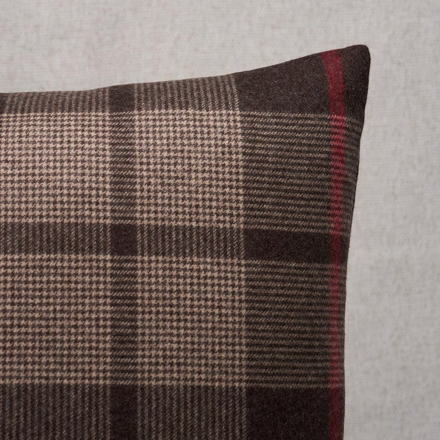 This pillow features Montana Wool Plaid with a knife edge finish. Montana Wool Plaid in java is a fine, tightly woven...
