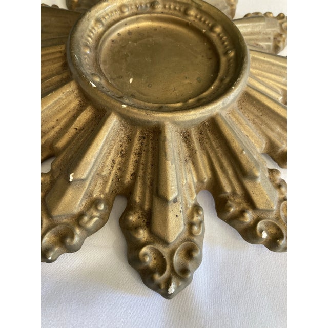 Vintage Gold Starburst Ceramic Candleholder For Sale In Oklahoma City - Image 6 of 7