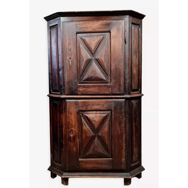 Rustic Louis XIII Style Corner Buffet in Oak For Sale - Image 6 of 6