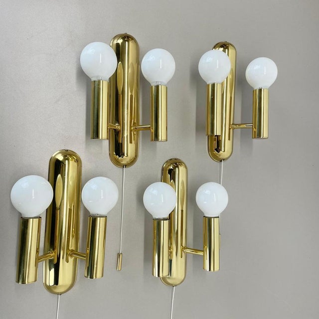 Pop Art Space Age Brass Wall Light attributed to Sölken Lights, Germany, 1980s, Set of 2 For Sale - Image 4 of 18