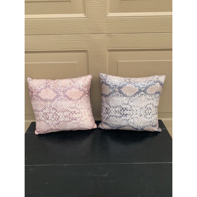 Faux Snakeskin Throw Pillows- Set of 2 For Sale - Image 4 of 6