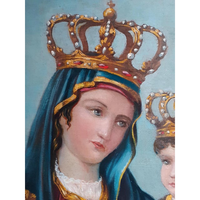 Madonna & Child, 1800s, Oil on Canvas, Framed For Sale - Image 6 of 9