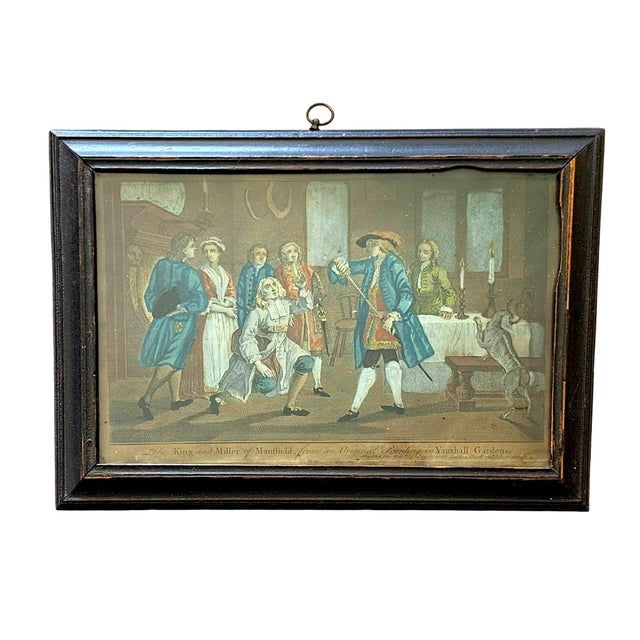 18th Century Georgian Vauxhall Gardens Engravings in Original Ebonized Frames C. 1750–1775 - A Pair For Sale - Image 4 of 8